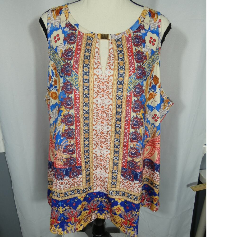 Soesdemo Women's 2XL Sleeveless Tunic Floral Flowy Keyhole Casual NWT